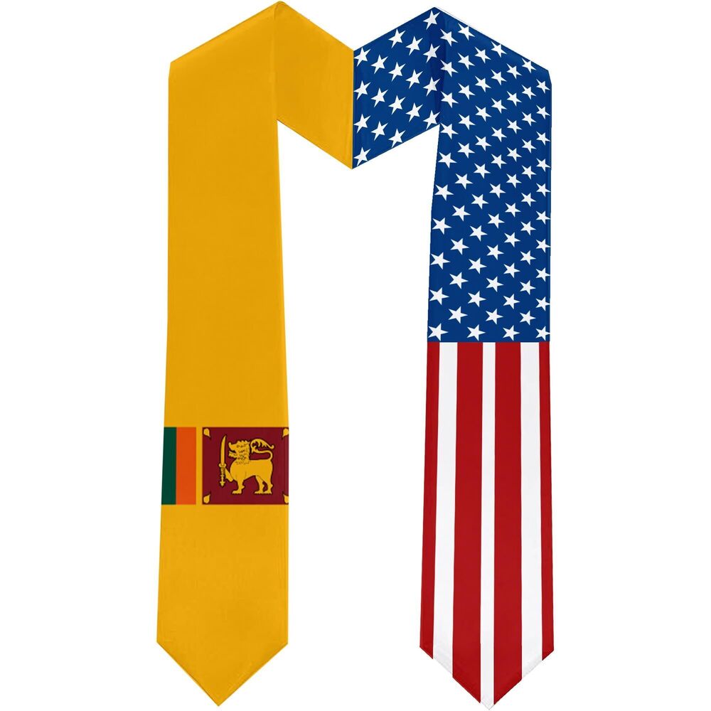 6861 2025 Sri Lanka Flag and USA Flag Graduation Stole Graduation Sash